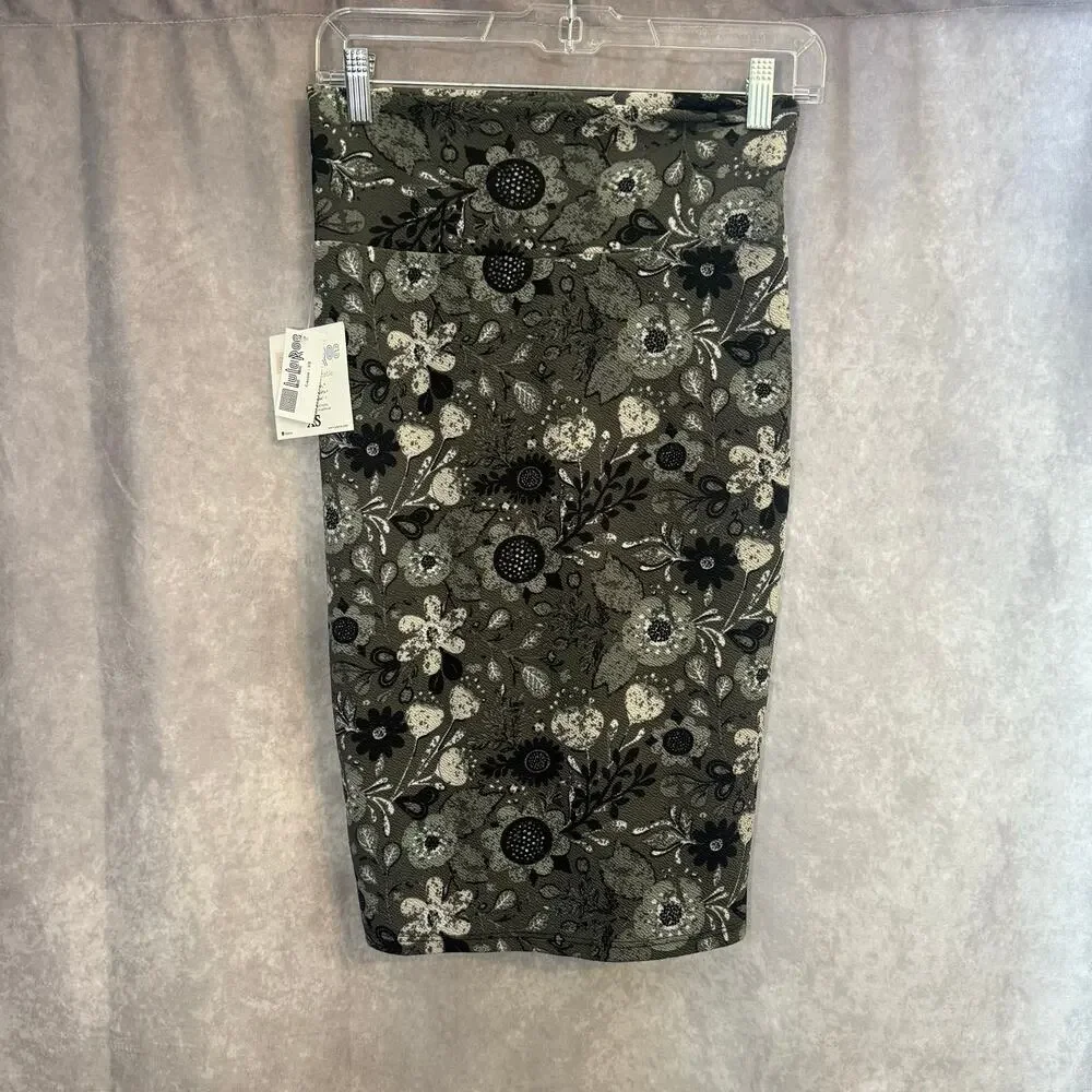 LuLaRoe Cassie Skirt XS NWT Floral Pencil Skirt Stretch grey black white - Picture 5 of 8